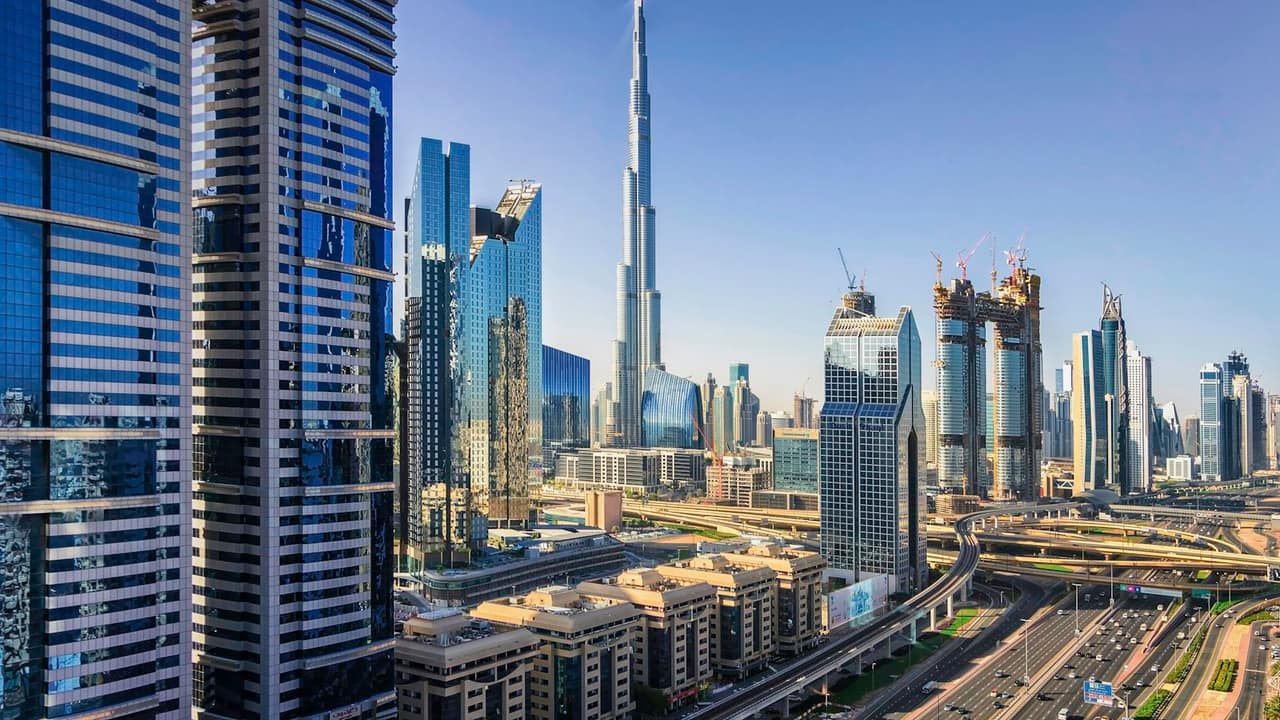 Downtown Dubai skyline with Burj Khalifa