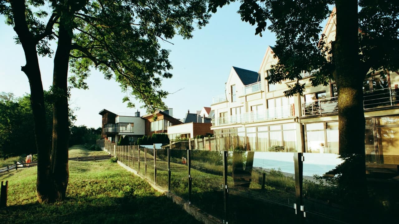 Family villa exterior with garden