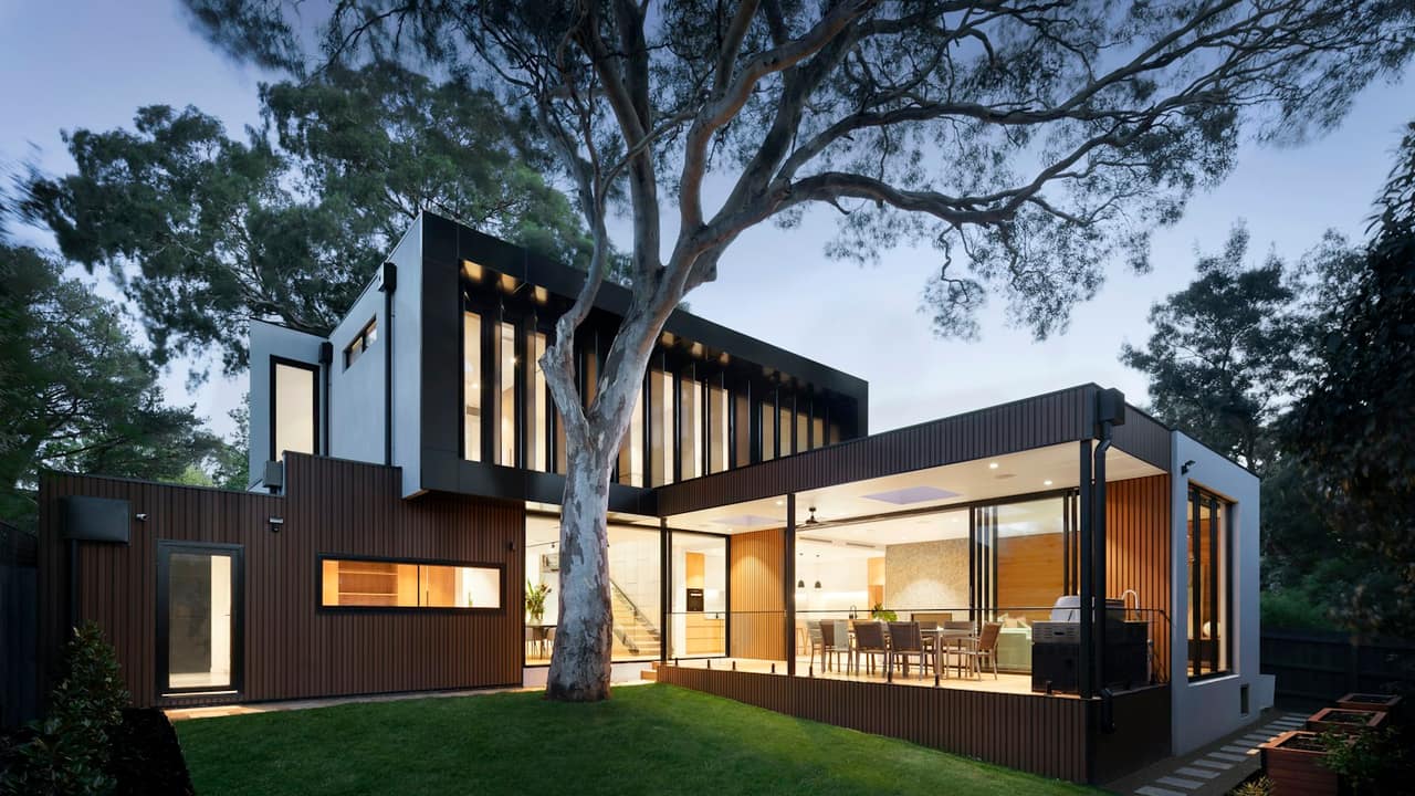 Modern villa exterior freshly repainted